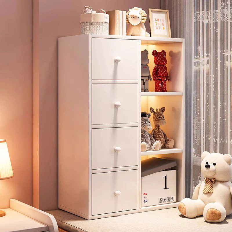 ตู้อเนกประสงค์ ตู้เก็บของ White/Wood 50*24*103cm ลิ้นชักเก็บของ ทรงโมเดิร์นทันสมัย