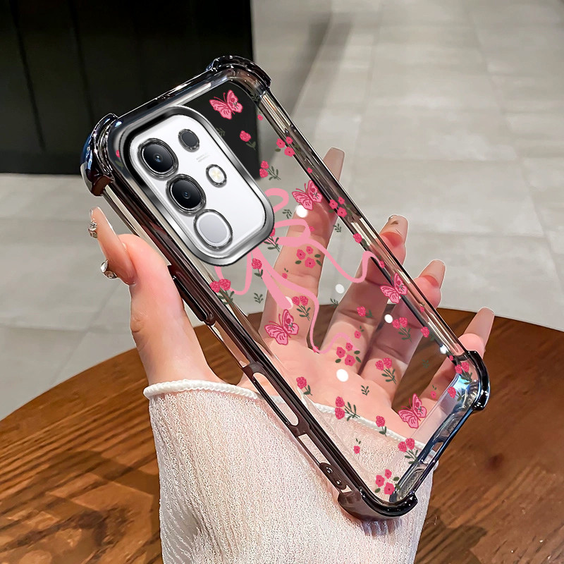 สําหรับ Vivo Y29 4G Y29S Y04 เคสโทรศัพท์ 2025 สีใหม่สีชมพูดอกไม้โบว์กันกระแทกอุปกรณ์เสริมฝาครอบ SZ21 - รูปที่ 4