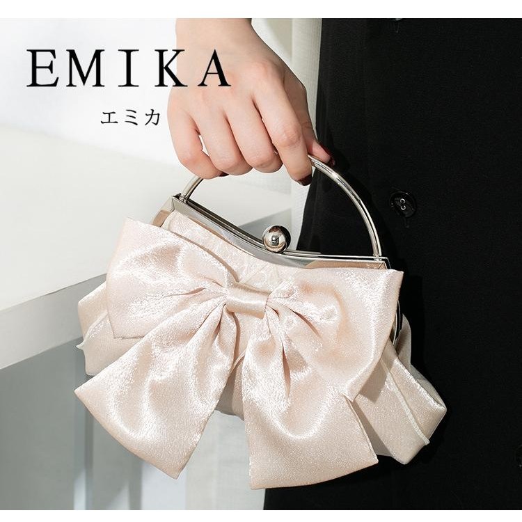 EMIKA กระเป๋าทรงโบว์น่ารัก หวานๆ กระเป๋าสำหรับออกงาน กระเป๋าประดับด้วยโบว์ ทำจากผ้าแพร กระเป๋าถือ รูปที่ 8