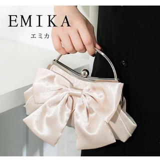 EMIKA กระเป๋าทรงโบว์น่ารัก หวานๆ กระเป๋าสำหรับออกงาน กระเป๋าประดับด้วยโบว์ ทำจากผ้าแพร กระเป๋าถือ