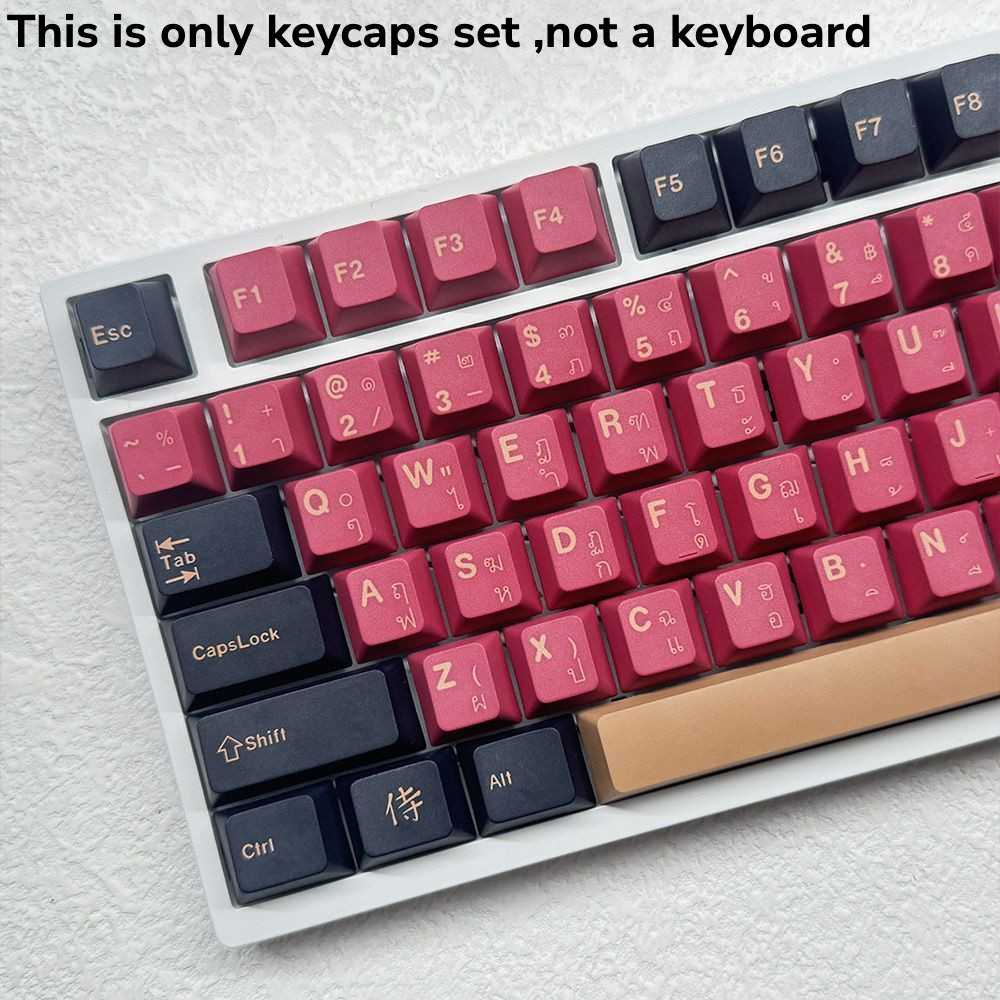Thai PBT Keycap ไทยเชอร์รี่สีแดง Samurai Double Combination Keycap ญี่ปุ่น Dye Sublimation ปรับให้เข