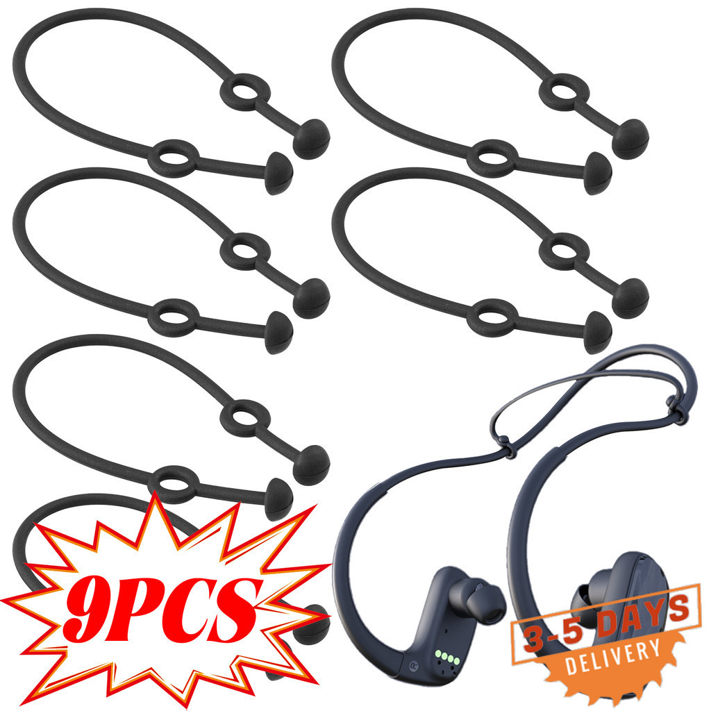 [จัดส่ง 3-5 วัน]สายรัดหูฟัง ที่ทํางาน-พร้อม | สายไฟปรับซิลิโคนสําหรับหูฟังแบบคล้องคอกันลื่น 12 ซม. ออกแบบเหมาะสําหรับการวิ่ง/ยิม 1 หรือ 6 แพ็คอุปกรณ์เสริมสีดํา