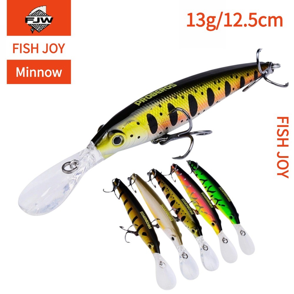 F18 ตกปลา ปลาปลอม เหยื่อเรืองแสง 3D ตาปลา สีสันสดใส ลายพราง ลายสาดสี ปลายแหลม สะพานเหยื่อ