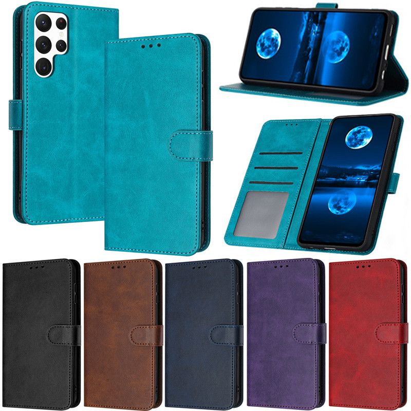 หรูหราสําหรับ Samsung Galaxy S25 Ultra S24 FE 5G S23 Ultra S23 FE S22 Ultra S21 FE S25 Plus S21 Retro Book กระเป๋าสตางค์ช่องใส่การ์ดหนังพลิกผิวขาตั้งป้องกันกรณี