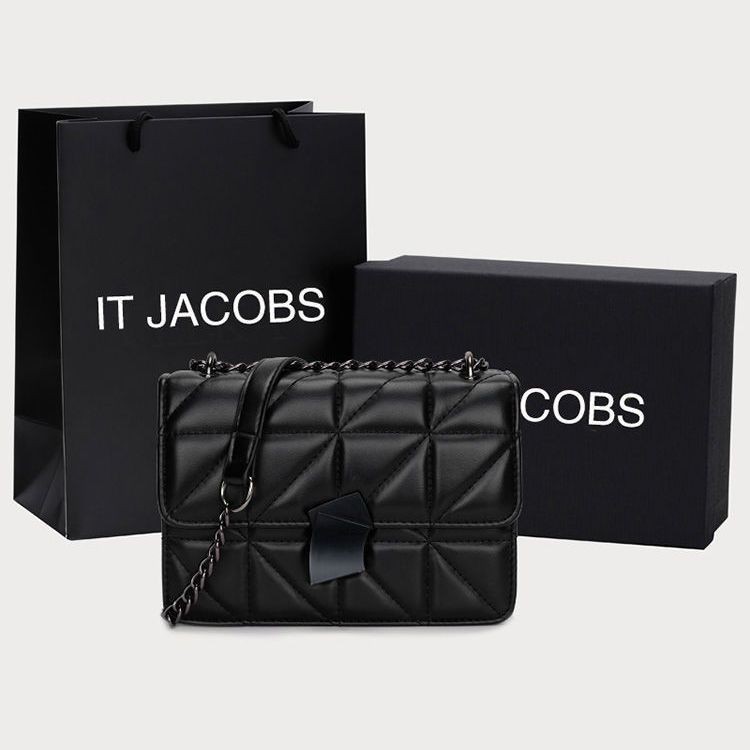 Ceekay สีดําเข้มสไตล์แฟชั่นแบรนด์กระเป๋าใบเล็กโซ่นางฟ้ากระเป๋าสะพายข้างสไตล์หอมขนาดเล็กง่ายต่อการพิก