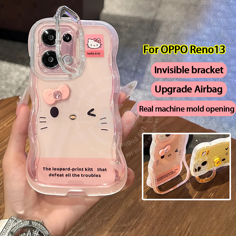เคส OPPO Reno 13 14 5G เคส OPPO Reno 13 14 15 Pro Max 5G Case เคสน่ารัก Kitty แมวคิตตี้ใสกันกระแทกเคสเยลลี่ปกตุ๊กตา Diy ที่วางโทรศัพท์ขาตั้งเคสโทรศัพท์สําหรับนักเรียนหญิง