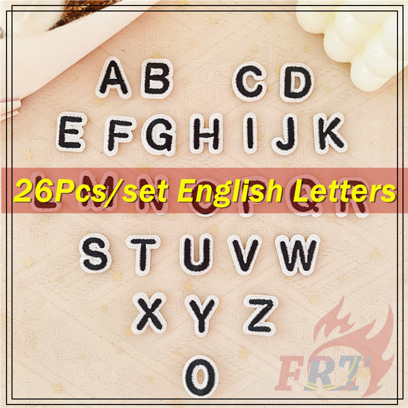 ☸ สีดํา . Mini Arial English Letters Series 02 แพทช์สติ๊กเกอร์มีกาวในตัว ☸ 26 ชิ้น/เซ็ต DIY เหล็กบนเย็บป้ายแพทช์