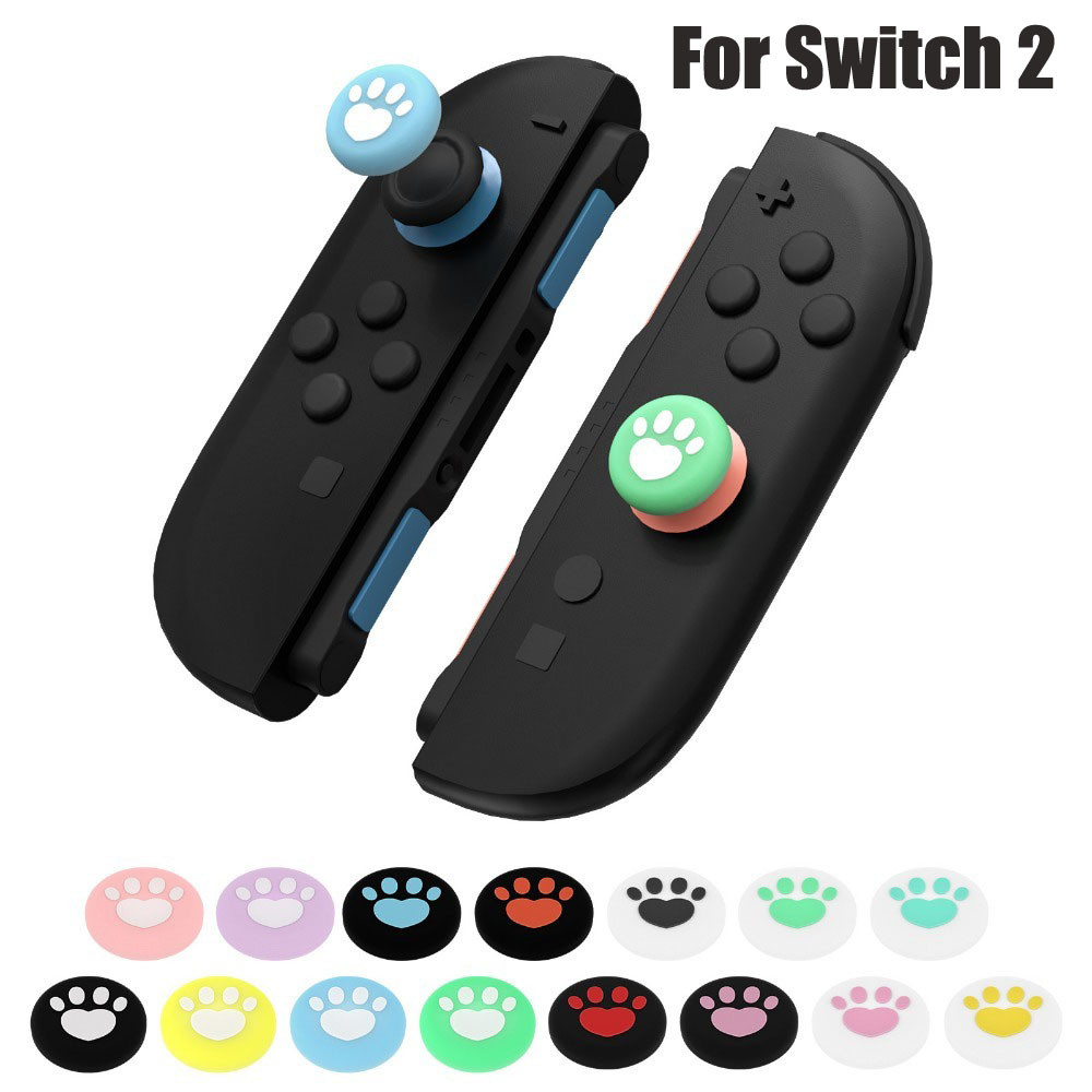 1 PC แมวน่ารักซิลิโคน Thumb Grip Cap สําหรับ Nintendo Switch 2 Joycon จอยสติ๊ก Controller Thumbstick Grip Caps สําหรับ NS2 เกมอุปกรณ์เสริม