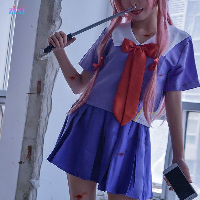 ภรรยาของฉัน Yuno COS เครื่องแต่งกายชุดเต็ม Future Diary คอสเพลย์เครื่องแบบ Yuno-chan เสื้อผ้าผู้หญิงชุดนักเรียน