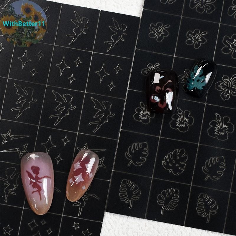 Better 1 แผ่น Charms ดอกไม้ Leaf Stamping แผ่น Airbrush แม่แบบ Airbrush Stencil สําหรับเล็บหัวใจ Let