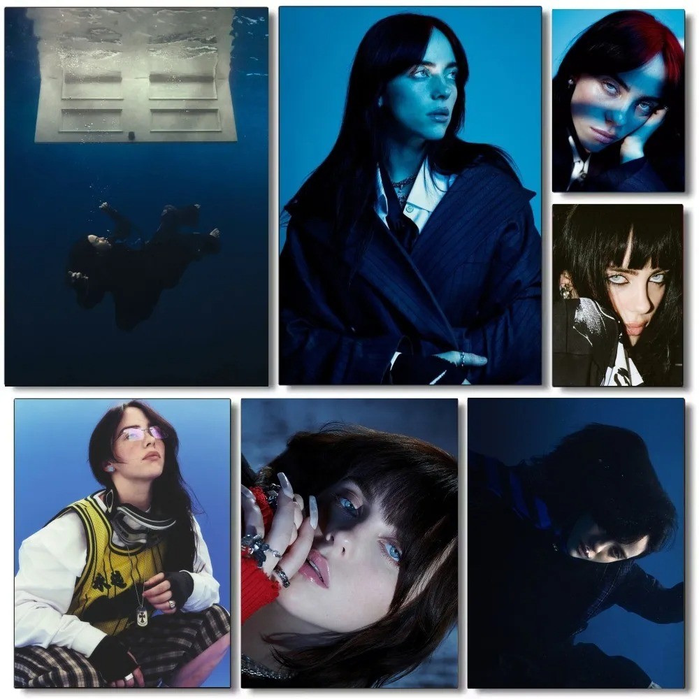 โปสเตอร์ผ้าใบไร้กรอบ - Billie Eilish Wall Art Painting, Modern Wall Decor Painting Premium Home Decor สําหรับห้องนั่งเล่น/ห้องนอน, Unframed ภาพVibrant สี