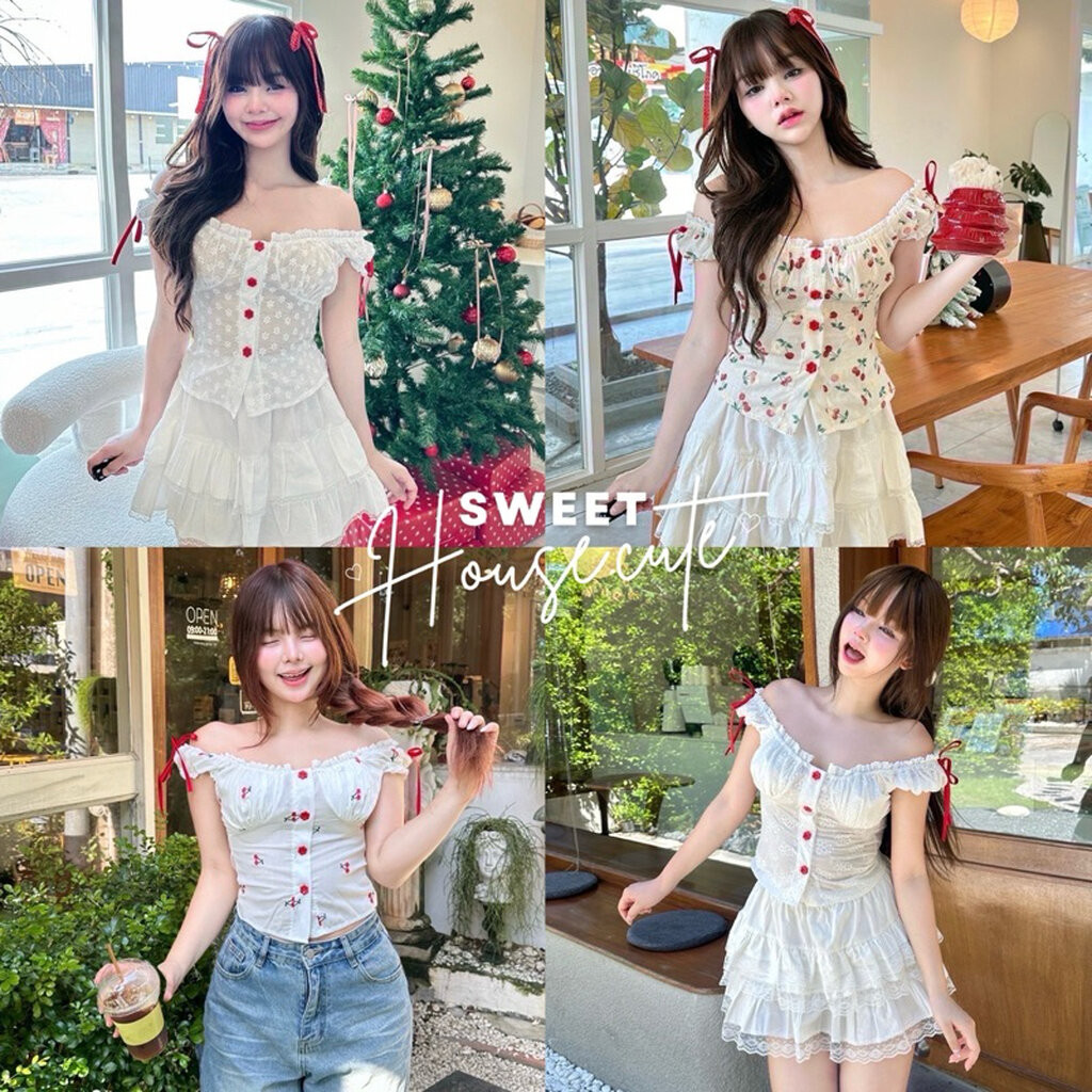 🧸 SweetHouse #470 🌻 เสื้อแขนตุ๊กตาแต่งโบว์แขน 2 ข้างระบายลูกไม้ น่ารักมากก