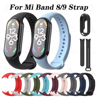 สำหรับ Xiaomi Mi Band 9/8 สายรัดซิลิโคนอ่อนนุ่มพร้อมเคสป้องกันสายรัดข้อมือแบบเปลี่ยนได้