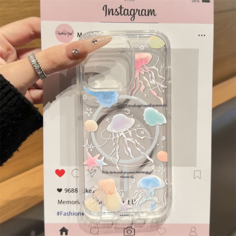 GOOD แหวนแม่เหล็กสีดำโปร่งใสแบบบางสำหรับ iPhone 15 11 16 14 12 13 16PRO 14PRO 11PROMAX 14PLUS 16PLUS เคส iPhone