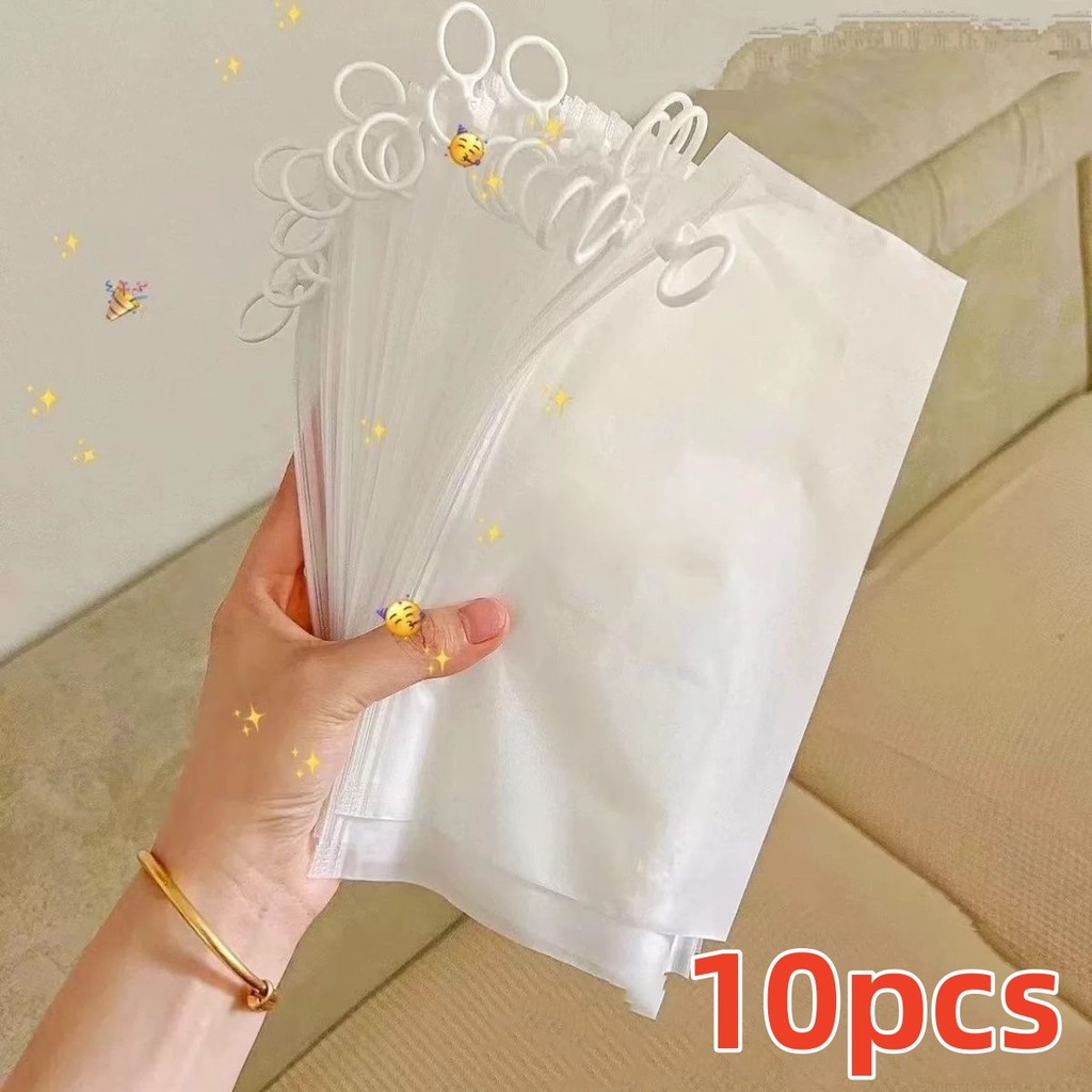 10pcs ถุงซิปรูด ถุงซีล ซิปสไลด์ สีขาวขุ่น ไม่มีรูเจาะฝุ่นไม่เข้า พลาสติกหด shrink plastic