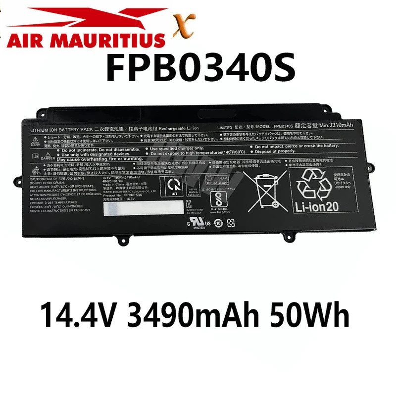 FPB0340S 14.4V 3490MAh แบตเตอรี่50Wh สำหรับ Fujitsu LifeBook U937 U938 FPCBP536 Series 4INP5/60/80