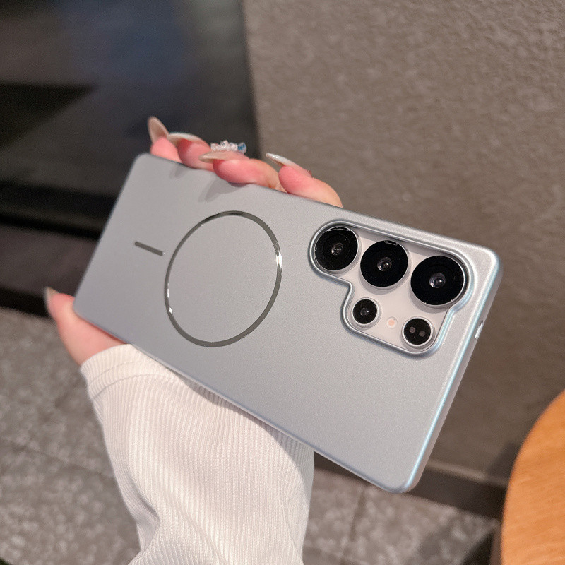 Luxury Matte สีเมทัลลิคแม่เหล็ก Hard เคสโทรศัพท์สําหรับ Samsung Galaxy S25 Ultra Plus S24 S23 Ultra Plus Slim Wireless Charge กันกระแทกปกหลัง