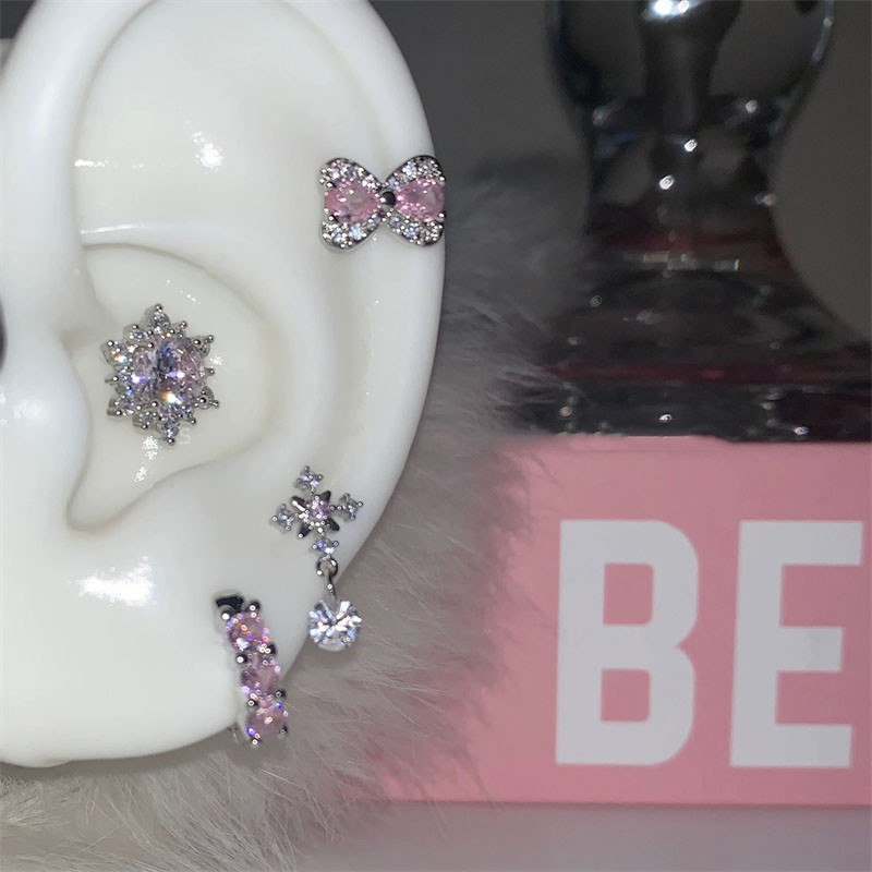 ต่างหู Earbone แมว Rhinestone สบายสำหรับเด็กผู้หญิง