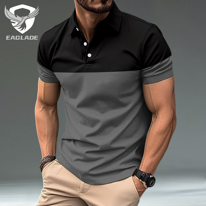EAGLADE เสื้อยืดโปโลผู้ชายคอปกสําหรับ Man Breathable PLS-10MS สีเทา K11