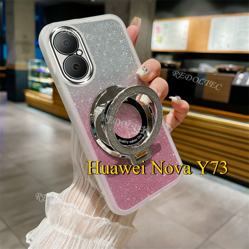ปลอก Huawei Nova Y73 2025 ออกแบบใหม่เคสแวววาวโปร่งใส Huawei NovaY73 Nova Y 73 เคสโทรศัพท์แบบไล่ระดับ