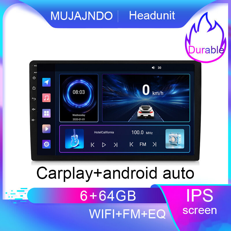 MUJAJNDO 9 นิ้ว 6+64G android15 carplay android auto 2din android HeadUnit เครื่องเสียงรถยนต์ 2.5D i