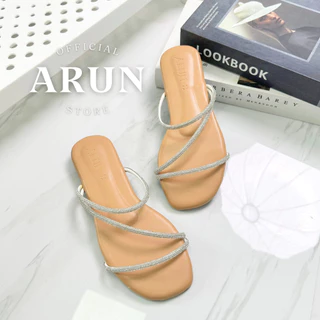 รองเท้าแตะแฟชั่น แบรนด์ ARUN รุ่น AR2013 สายคาดเพชร ปลายมน ไซส์ 36-45