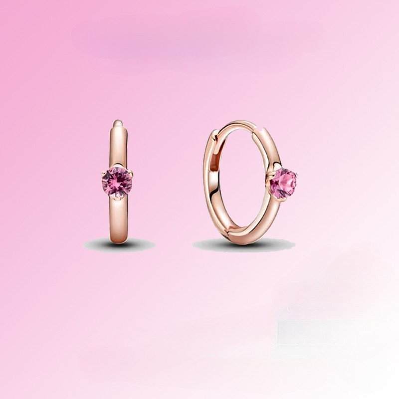 Spot Goods ต่างหู Solitaire สีชมพู ROSE GOLD