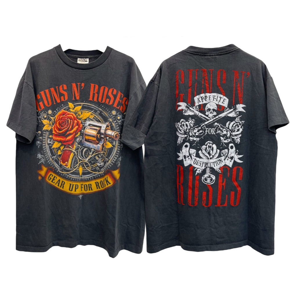 HOT gun and rose เสื้อวินเทจ เสื้อการ์ตูน vintage shirt S-5XL Guns N'Roses เสื้อยืดคอตตอน