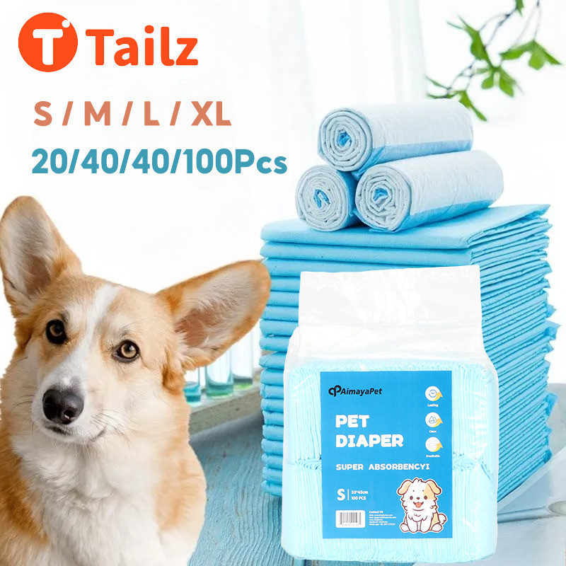 Tailz แผ่นรองฉี่ สุนัข แมว ซึมซับได้ดี ต่อต้านแบคทีเรีย 6 ชั้น ระงับกลิ่น ซับกลิ