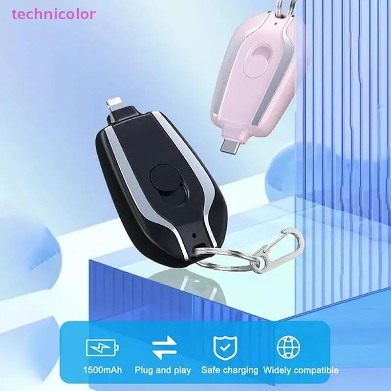 [technicolor] Portable Chargerpatible With Android IOS 1500mAh Phone Charger Type-C Power Emergency 