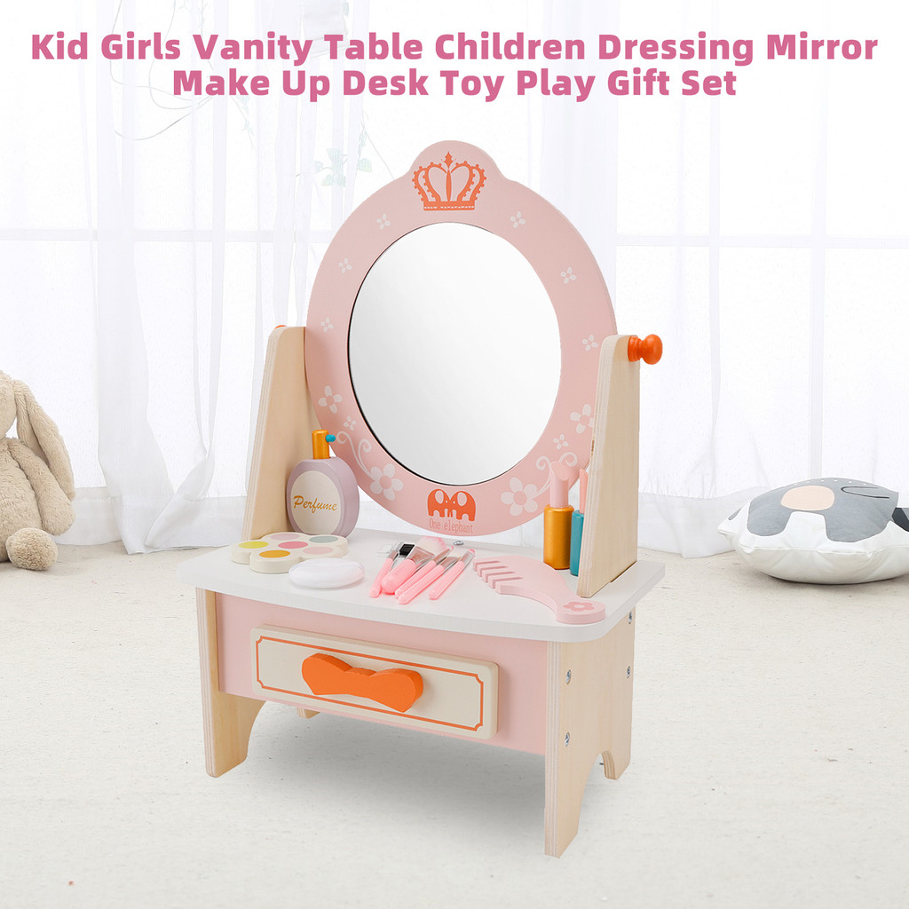 42cm แต่งหน้า โต๊ะเครื่องแป้งไม้ สไตล์เจ้าหญิง Dressing table Makeup table Vanity table with cosmetic