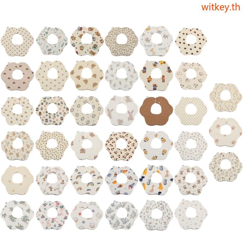 WIT ดอกไม้รูปร่าง Bib ผ้าฝ้าย Burp ผ้าผ้าพันคอคอผ้าพันคอ Drooling Bib Baby Bib
