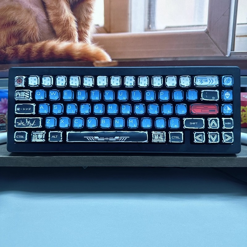 Keycap เฉพาะมังงะ EVA00 Keycap 122 คีย์ด้านข้างสีดําโปร่งใสผ่าน MDA โปรไฟล์ PBT Dye-sub สําหรับ Cher