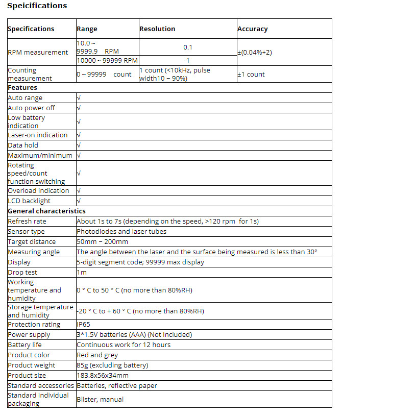 Uni - T ดิจิตอลมาตรวัดรอบเครื่องยนต์ Ut373 Up To 99999