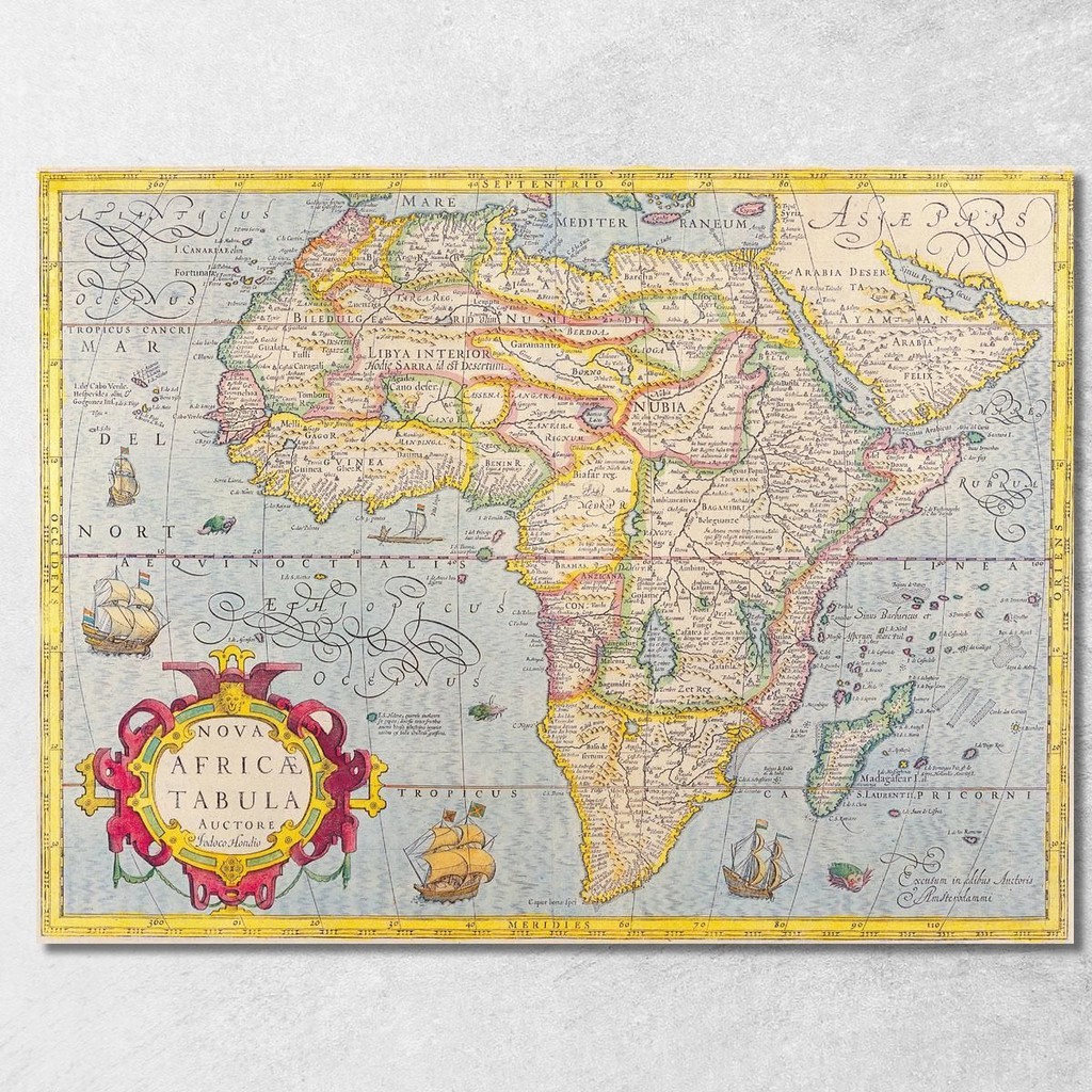 Painting Ancient Map Of Africa With Decorative Design And Detailed Historical Cartography , map10 ภา