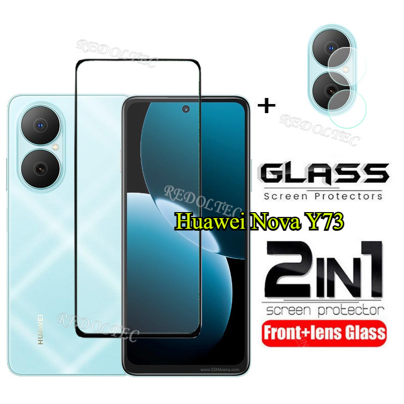 Huawei Nova Y73 ฟิล์มกระจกนิรภัยป้องกันหน้าจอ + เลนส์กล้อง คลุมเต็มเครื่อง กาวเต็ม รองรับ NovaY73 Nova Y 73