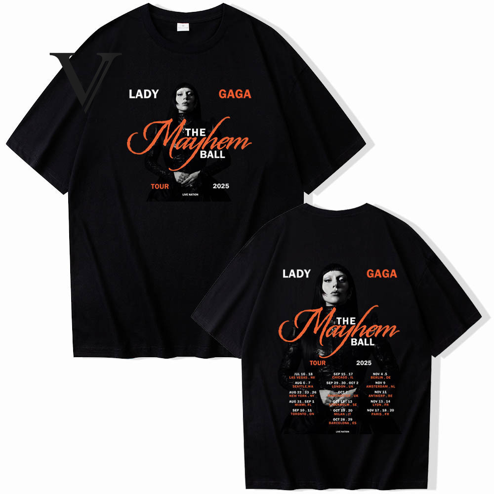 🔥👕: Lady Gaga The Mayhem Ball Tour เสื้อยืดแขนสั้นแฟชั่น