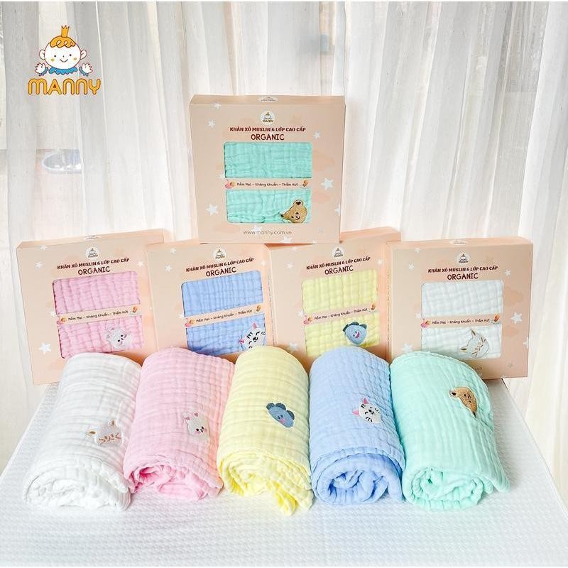 ของแท้ MANNY Premium 6-Layer Organic Bucket Bath Towel นุ่มดูดซับและปลอดภัยสําหรับทารกขนาด 1m*1m1 ช้