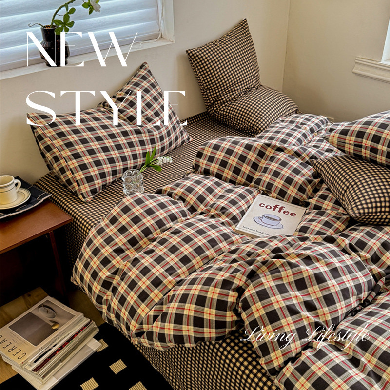 Dansunreve 1 ชิ้น ปลอกผ้าห่ม ปลอกผ้านวม duvet cover ลาย ลายสก๊อต ผ้าฝ้ายล้าง ไม่มีผ้านวม 6ฟุต/5ฟุต/3ฟุต/6.5ฟุต