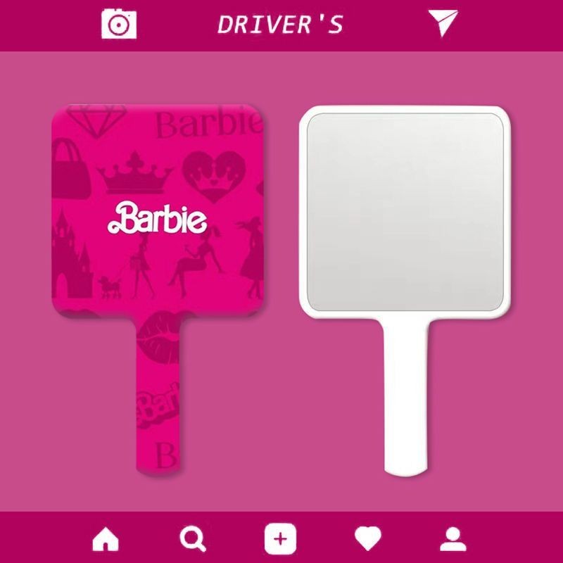 กระจกจับตุ๊กตาบาร์บี้สีชมพูกระจกแต่งหน้าแบบพกพาในกระเป๋ากระจกมือถือกระจกแบบพกพาหอพักหญิง อิน - รูปที่ 2