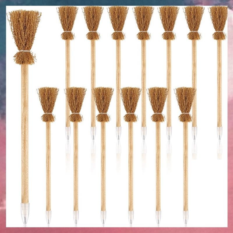 14PCS Witch ไม้กวาด Stick ดินสอฮาโลวีน Wizard Wand ดินสอสําหรับ Party Goodie กระเป๋าฟิลเลอร์