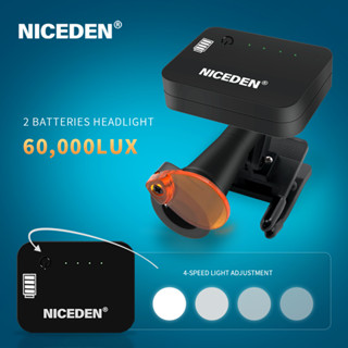 NICEDEN ไร้สาย 60000lux ทันตกรรม LED ไฟหน้าที่ถอดออกได้ 2 ชิ…