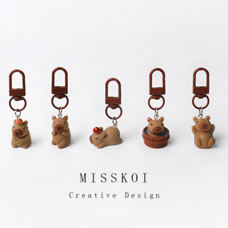 MISSKOI การ์ตูนชุดสีกาแฟ Kapibara พวงกุญแจ Creative Sweet กร…