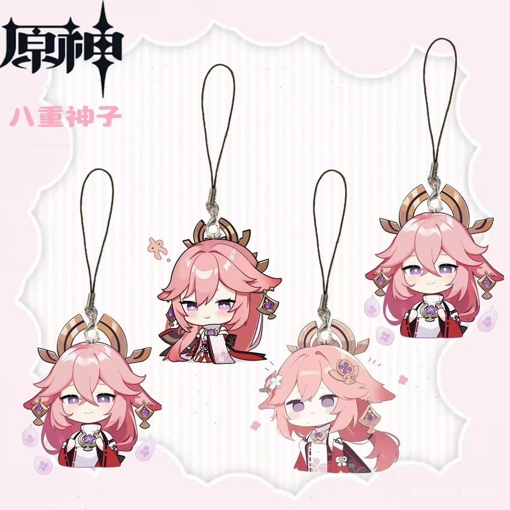 จี้โทรศัพท์มือถือ Genshin Impact Yae Miko การ์ตูน Yae Miko ห่วงโซ่โทรศัพท์ขนาดเล็ก พวงกุญแจ ของขวัญส