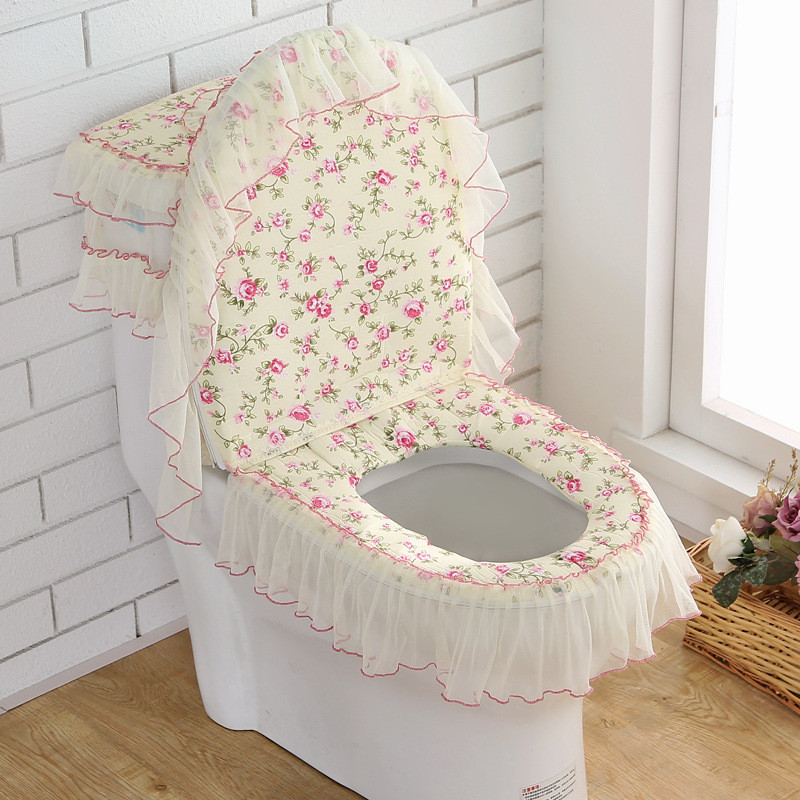 เบาะรองนั่งชักโครกชุดสามชิ้นในครัวเรือนซิปฝาครอบกันฝุ่น - รูปที่ 2