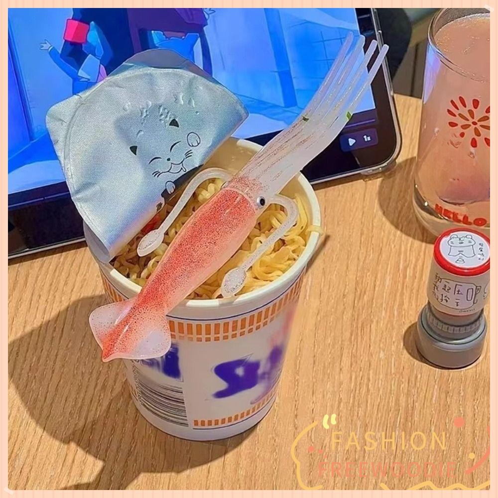 FREEWOODIE Octopus Noodle Fork, 3-in-1 Squid-Shaped Food Picks,ตลกเครื่องมือทําอาหารทนความร้อนแบบพกพ