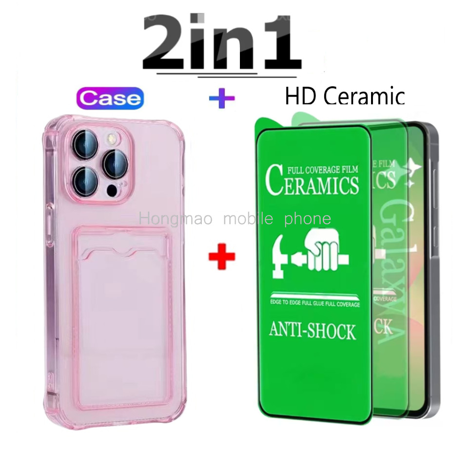 2in1 HDเซรามิคป้องกันหน้าจอฟิล์ม + เคสโทรศัพท์สําหรับRealme C67 C65 C61 C63 C55 C51 C53 C20 C25 C21Y C25Y C12 C35 C30 C31 C33 C2 C2 C2 C15 10i Prime 50i 50i 50 A1