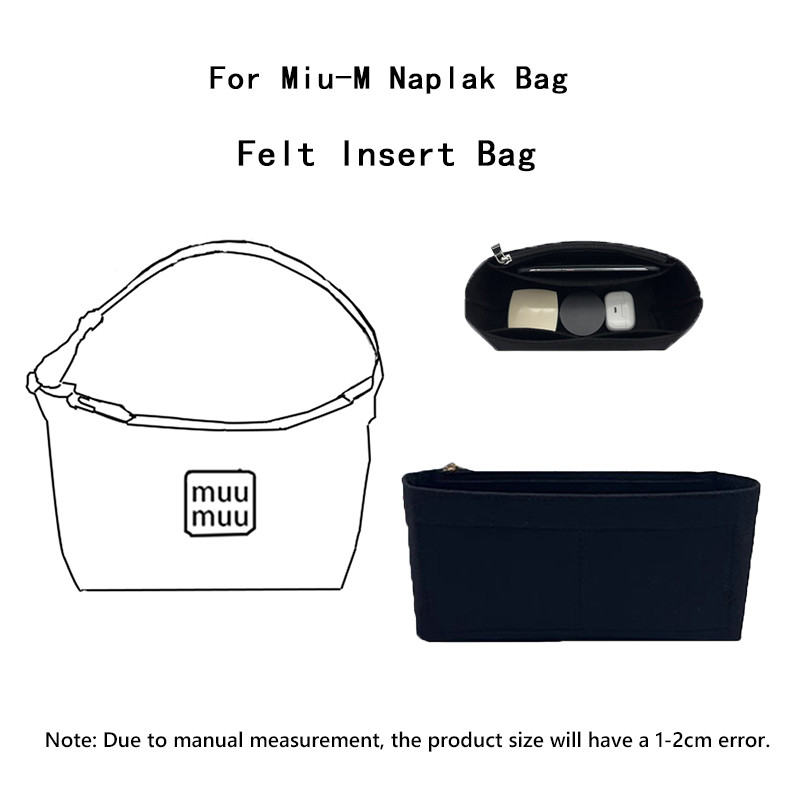 ใส่สักหลาดระดับพรีเมียมสําหรับกระเป๋า Miu Miu Nplak - ที่จัดระเบียบท่าโครงสร้างพร้อมช่องใส่เครื่องสําอางแบบซิป