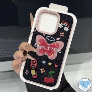 เคสคาวบอยปักลายผีเสื้อดาวทิวลิปสไตล์ย้อนยุคสำหรับคู่รัก สำหรับ IPhone 11 17 air 16 13 15 12 14 Pro Max XR XS X Max 7Plus