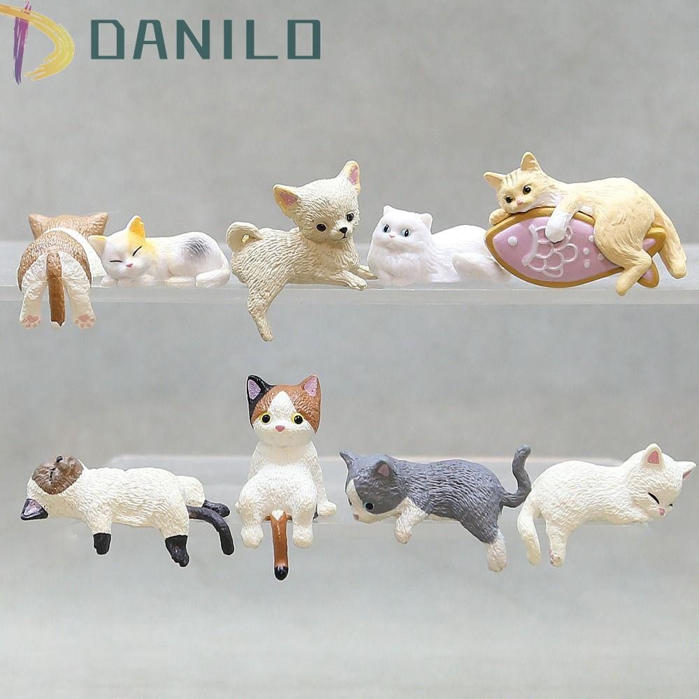 DANILLO Edge Cat Figurines, จําลองการ์ตูนแมวตู้เย็นสติกเกอร์วัสดุ,น่ารัก DIY Miniatures เรซิ่นรถแมวเครื่องประดับของเล่นเด็ก